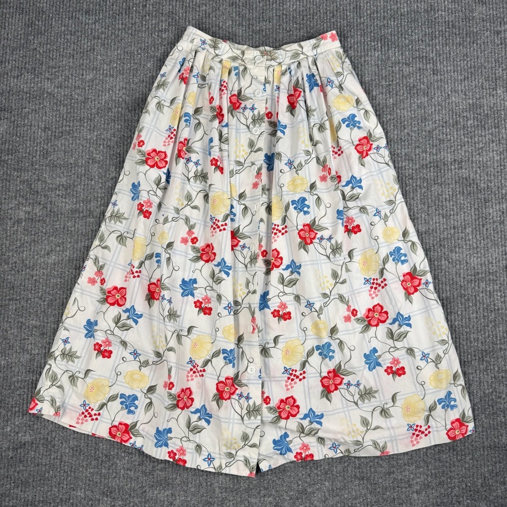 Vtg 80s Susan Bristol Skirt Womens 2/XS Floral Button Front Prairie Cottage